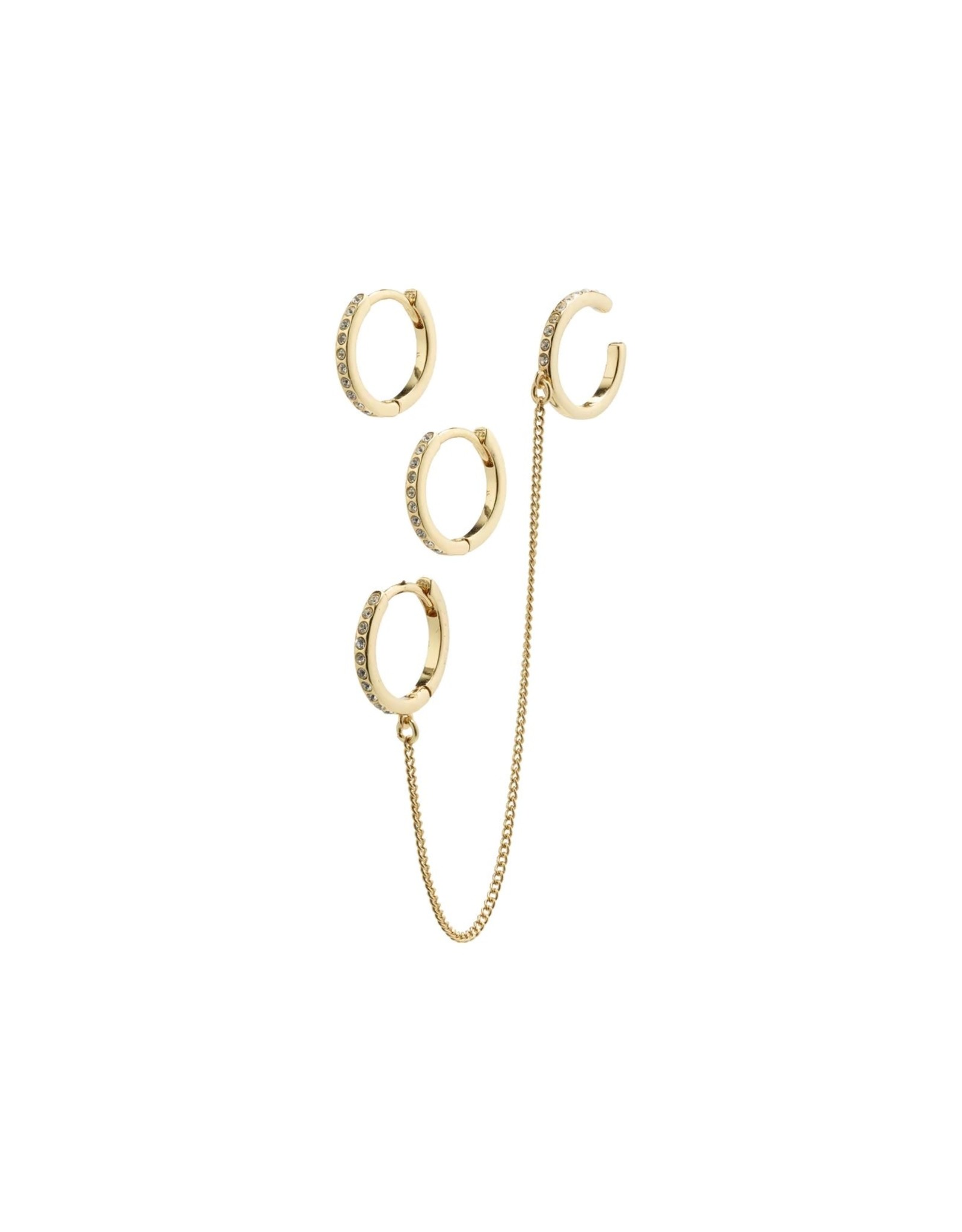 Biscuit General Store Pilgrim - Blossom Recycled Hoops with Chain and Cuff 2 in 1 / Gold