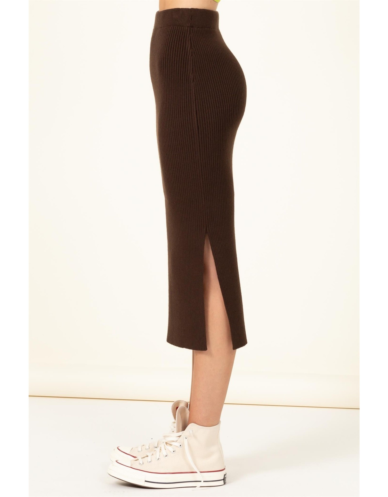 BGS Biscuit Label - Rib Knit Skirt / Chocolate