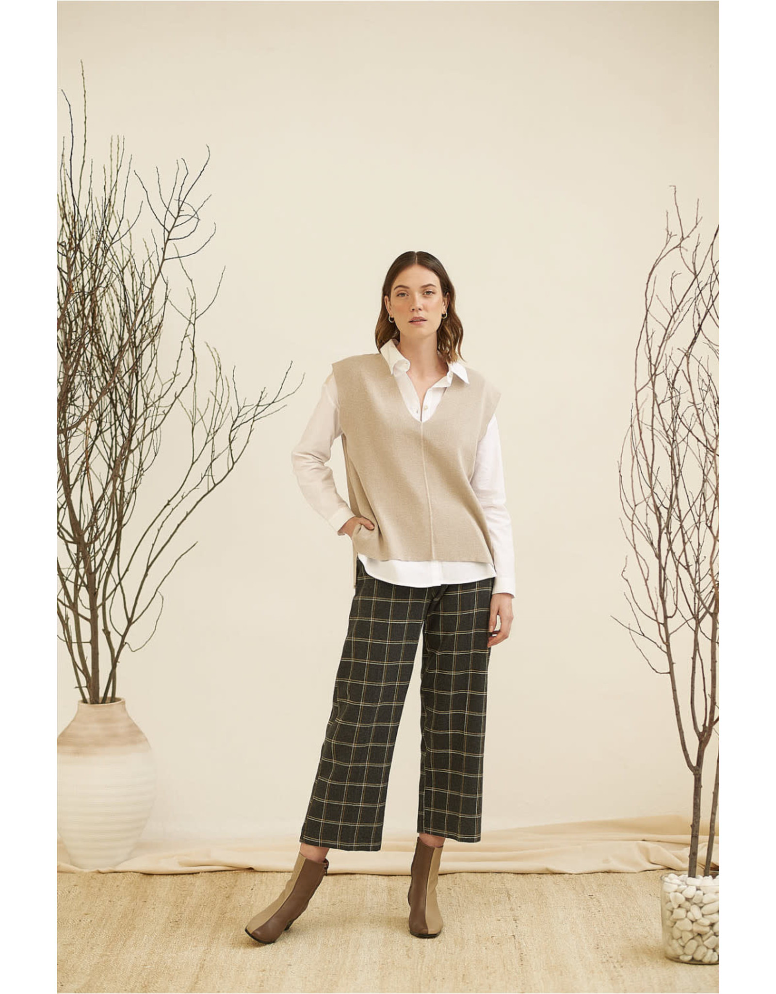 BGS MON - Recycled Cotton Check Pant / Charcoal