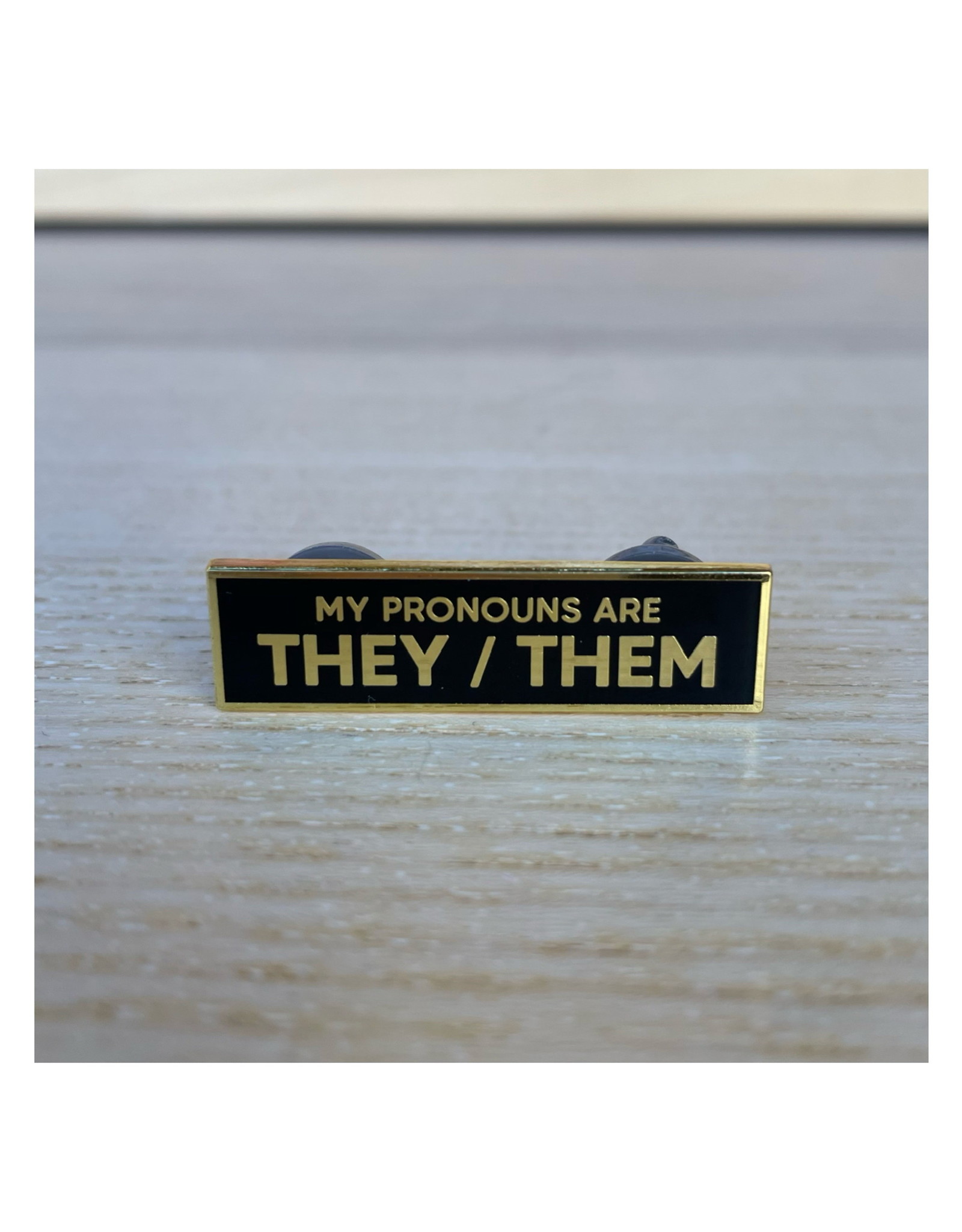 RAC - They / Them Pronoun Pin - Gold / Black