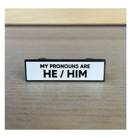 RAC - He / Him Pronoun Pin - White / Black