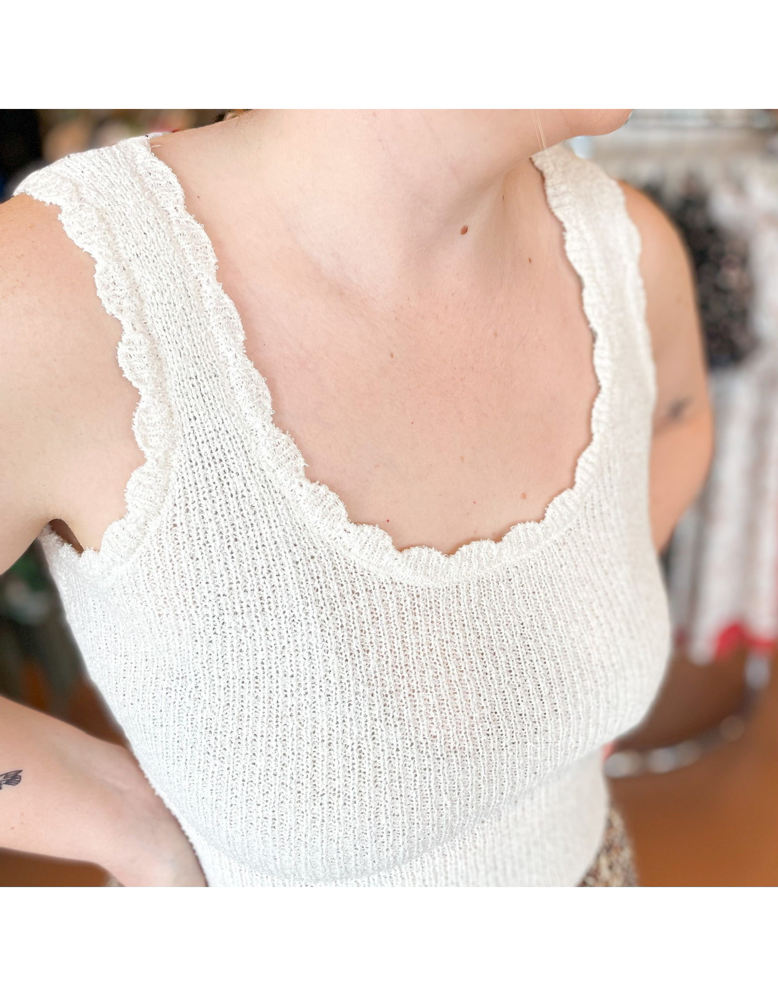 BGS Biscuit Label - Scalloped Knit Tank / Cream