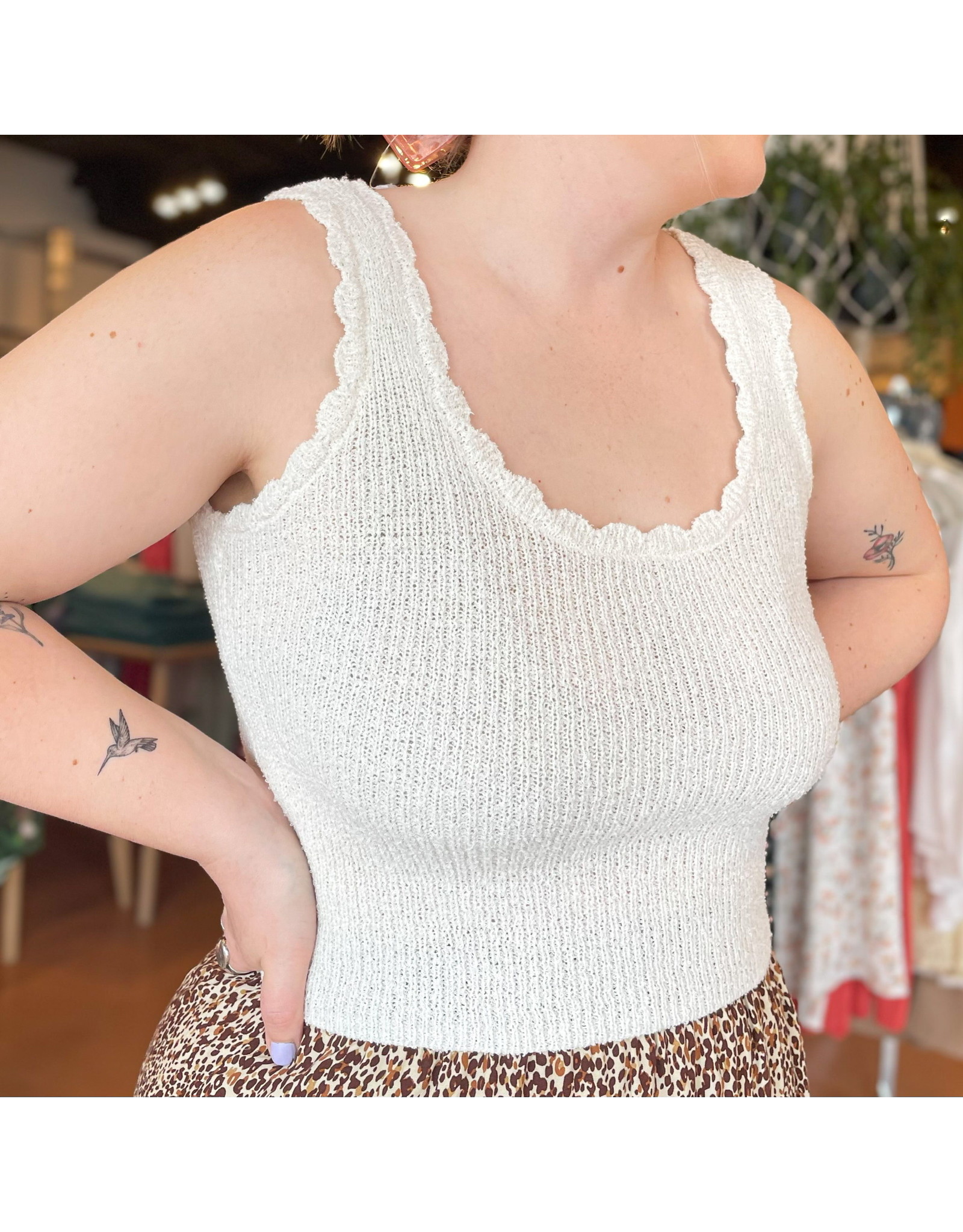 BGS Biscuit Label - Scalloped Knit Tank / Cream