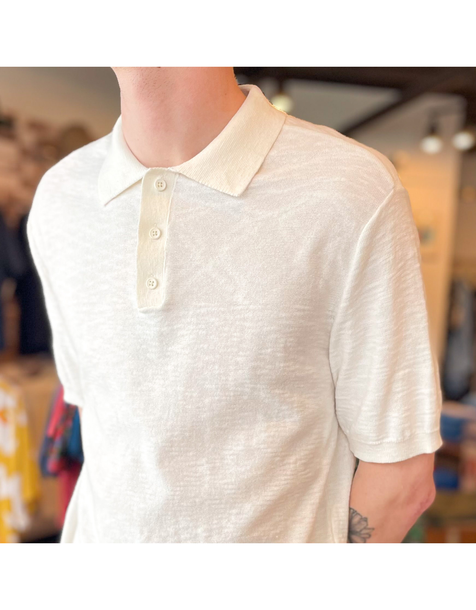 BGS Biscuit Label - Knit Polo / White