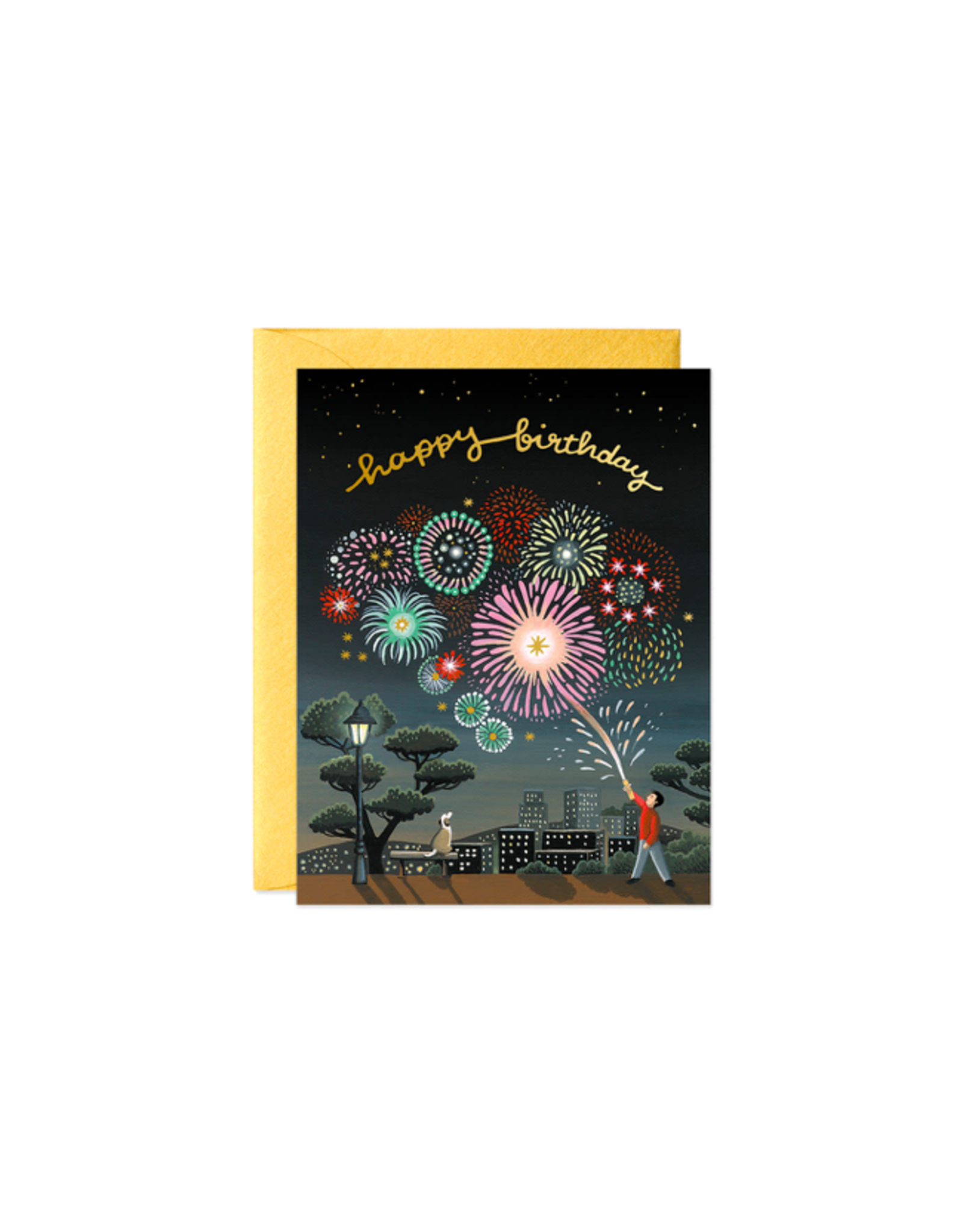 JJP - Card / Happy Birthday, Fireworks