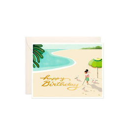JJP - Card / Happy Birthday, Sand Writing