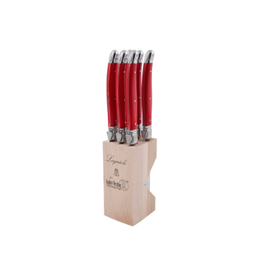 The Independent Mercantile Co. Laguiole - Steak Knives in Wooden Block / Set of 6, New Red
