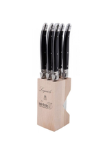 TIMCo Laguiole - Steak Knives in Wooden Block / Set of 6, Black