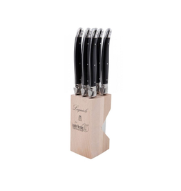 The Independent Mercantile Co. Laguiole - Steak Knives in Wooden Block / Set of 6, Black