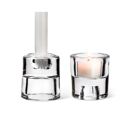 ATT - Taper & Tealight Candle Holder / Reversible, Glass, 2.5"