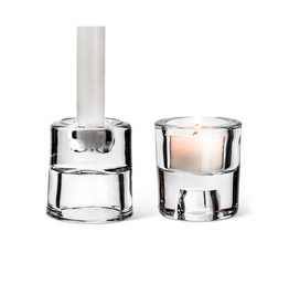 The Independent Mercantile Co. ATT - Taper & Tealight Candle Holder / Reversible, Glass, 2.5"