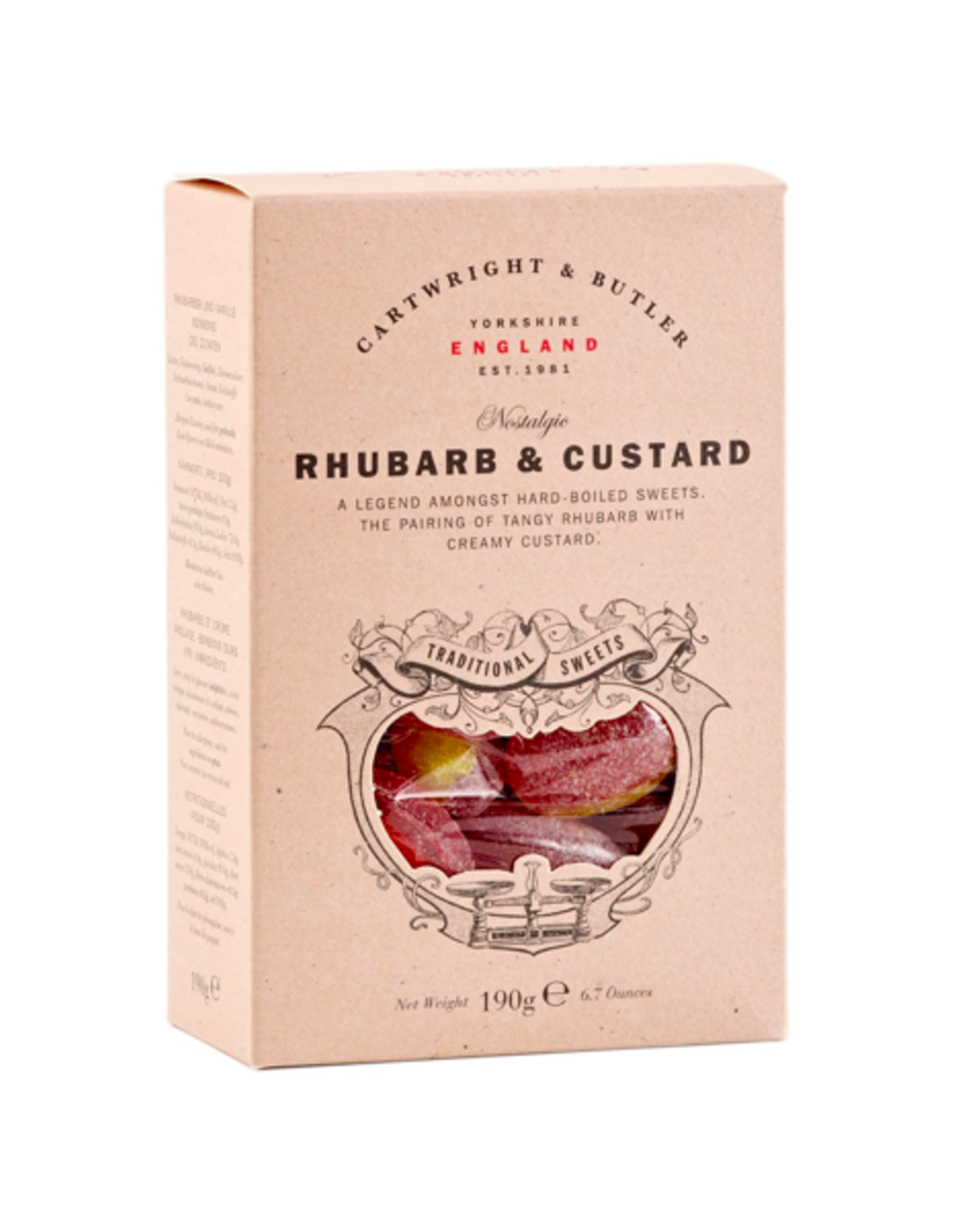 DLE - Cartwright & Butler Hard-Boiled Sweets / Rhubarb & Custard, 190g