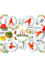The Independent Mercantile Co. Kat Frick Miller - Boxed Cards / Set of 6, Christmas Dinner Lobster, 4.25 x 5.5"