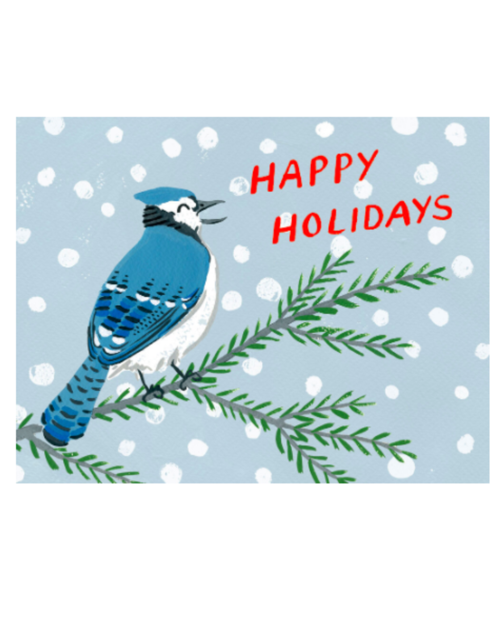 Kat Frick Miller - Boxed Holiday Cards / Set of 6, Happy Holidays Blue Jay, 4.25 x 5.5"