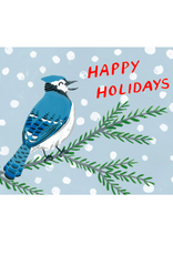 Kat Frick Miller - Holiday Card / Happy Holidays Blue Jay, 4.25 x 5.5"