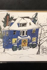 Emma Fitzgerald - Holiday Card / Blue Christmas House, 4.25 x 5.5"