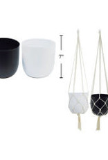 Hanging Planter - White & Macrame