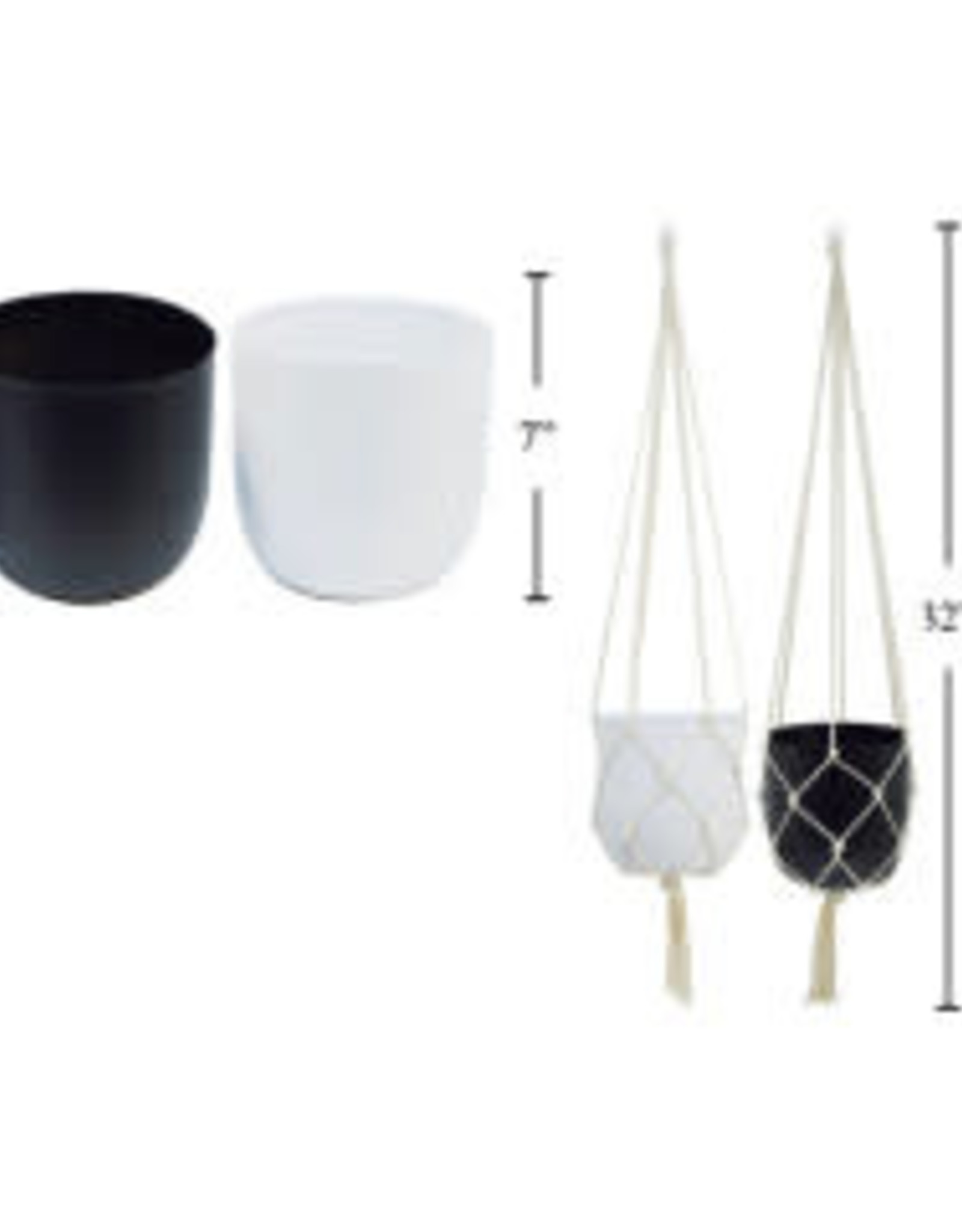 Hanging Planter - White & Macrame