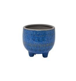 The Independent Mercantile Co. NIA - Footed Planter / Blue Embossed, 3.5"