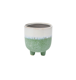 NIA - Footed Planter / Dipped Green, 4"