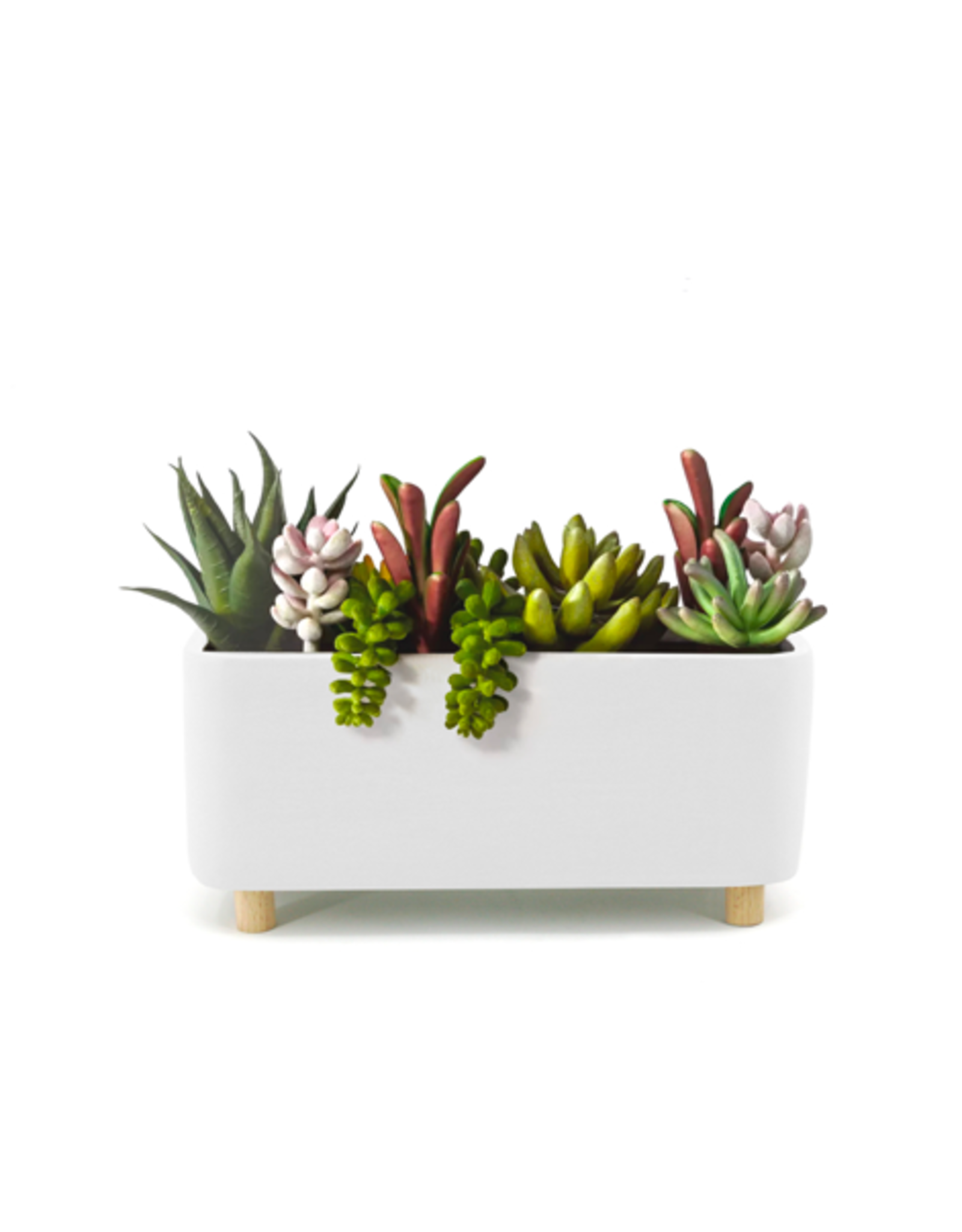DCO - Footed Planter / Oblong, White, 7''