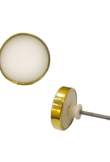 Knob - Ivory with Gold Border, round