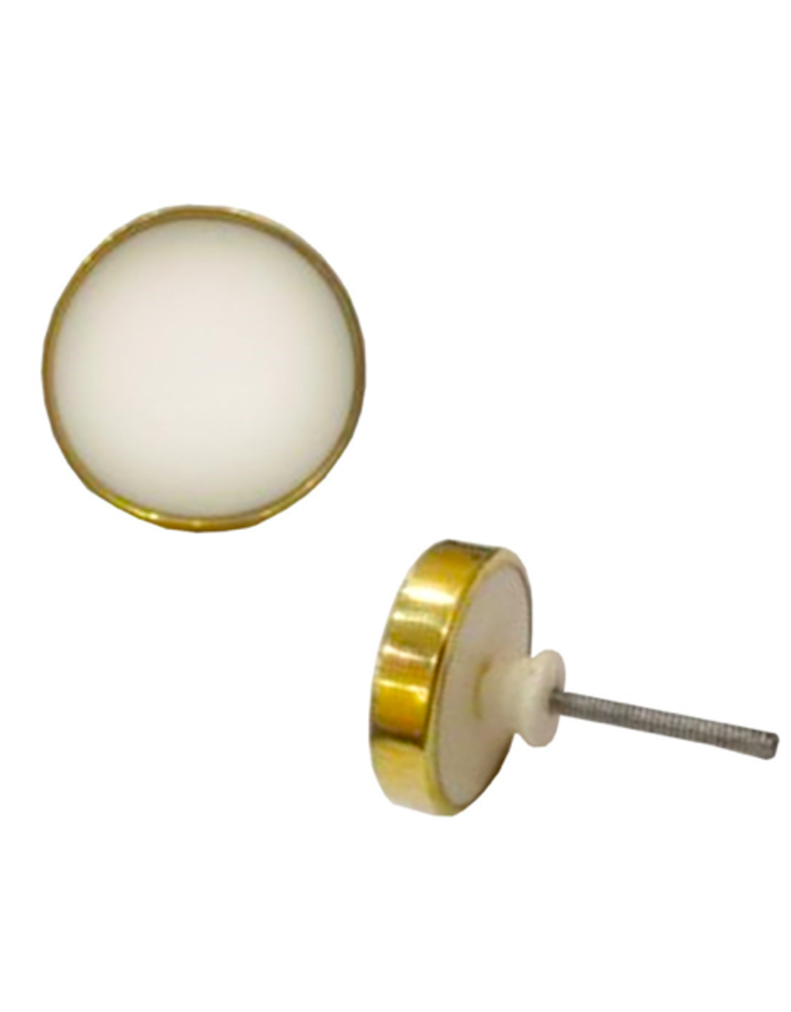 Knob - Ivory with Gold Border, round