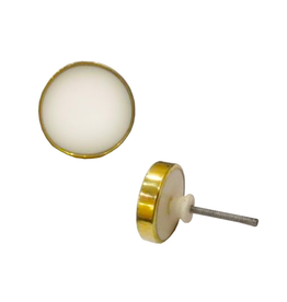 Knob - Ivory with Gold Border, round