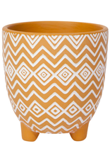 The Independent Mercantile Co. DCA - Footed Planter / Saffron ZigZag,  4"
