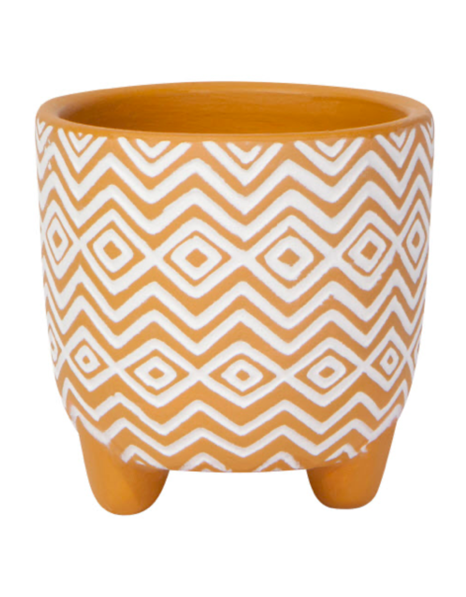 DCA - Planter, Footed  / Yellow ZigZag, 3"