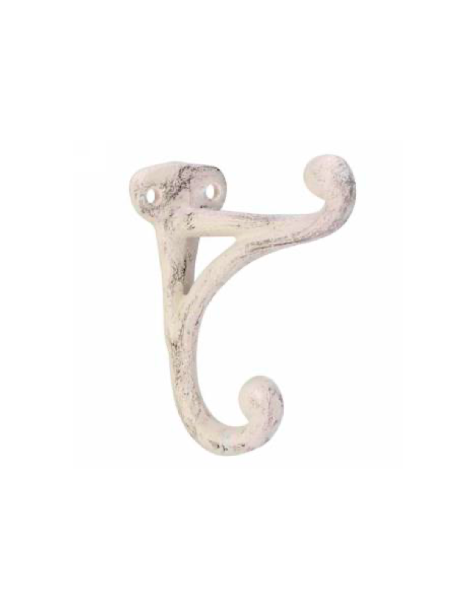 AES - Double Wall Hook / Antique White Metal, 1.75 x 4"