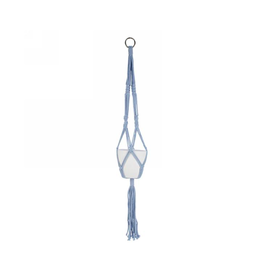 The Independent Mercantile Co. AES - Hanging Planter / White with Blue Macrame, 5"