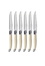 Laguiole - Steak Knives in Wooden Block / Set of 6, Ivory