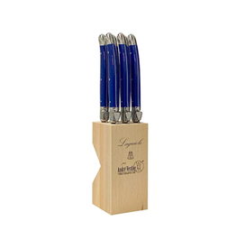 The Independent Mercantile Co. Laguiole - Steak Knives in Wooden Block / Set of 6, New Blue