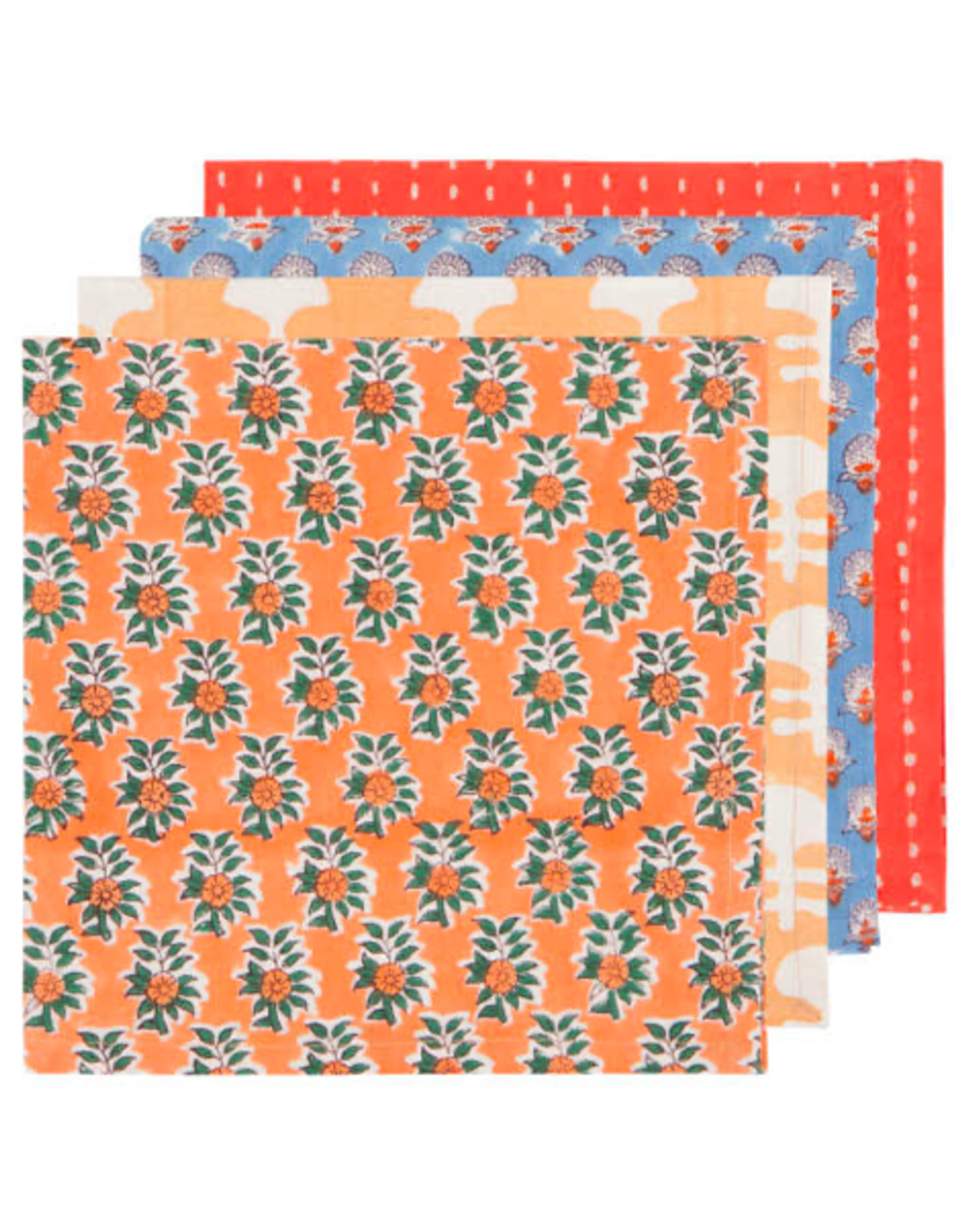 Cloth Napkin - Autumn Block Print, Set of 4