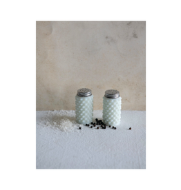 COP - Salt & Pepper Shakers Set / Hobnail Milk Glass