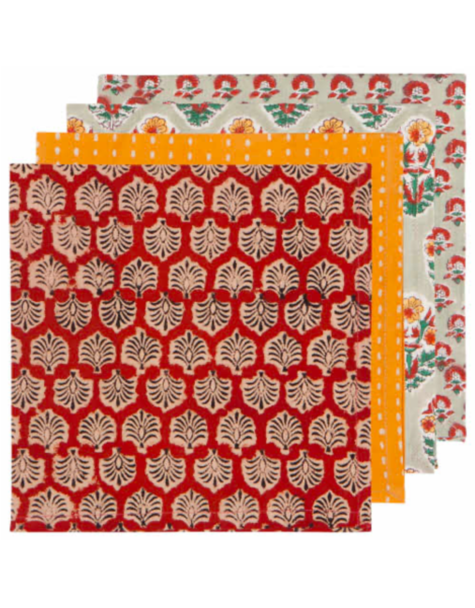 Cloth Napkin - Autumn Block Print, Set of 4