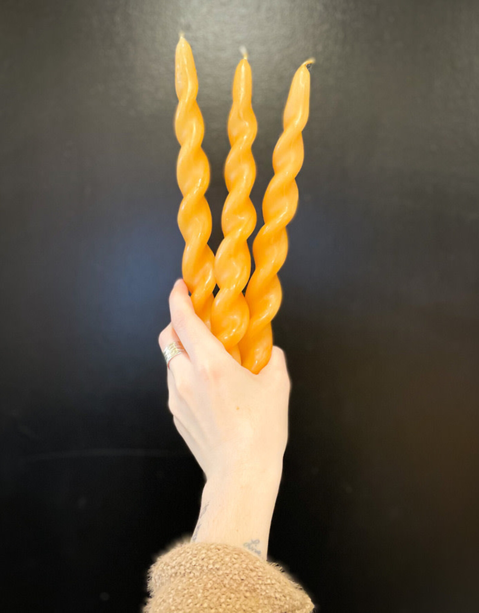 Taper Candle - Spiral, Whiskey