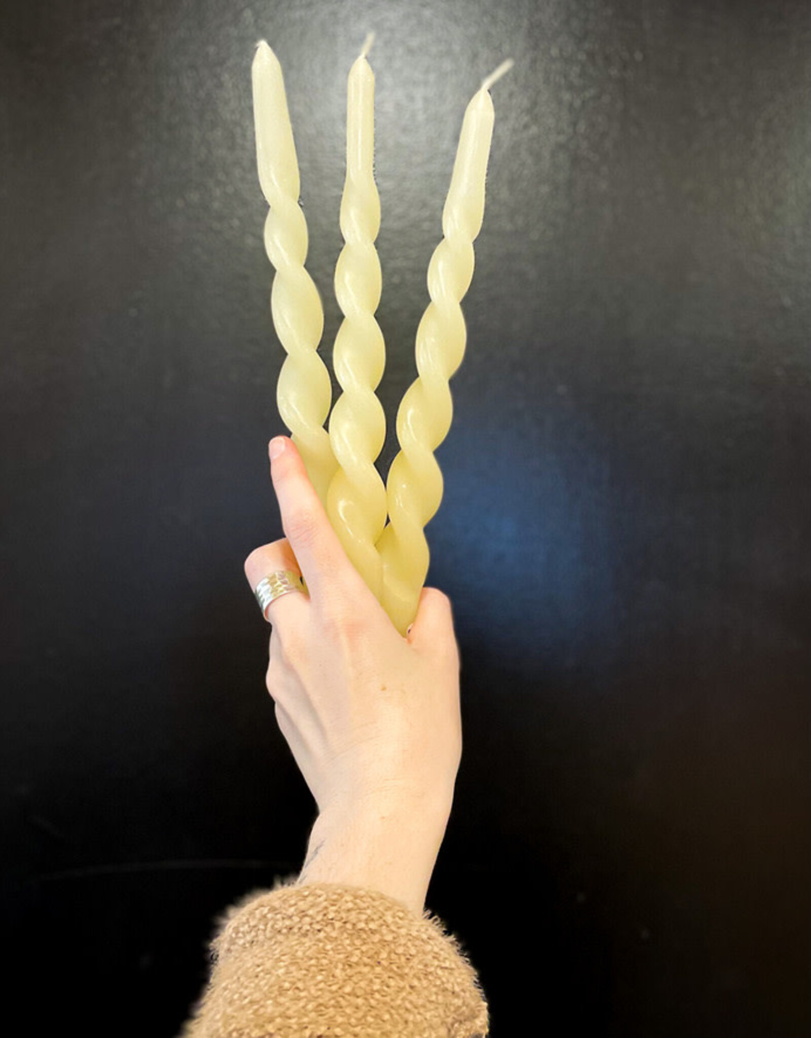 Taper Candle - Spiral, Cream