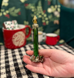 SEE - Holiday Ornament / Glass Retro Candle, Green