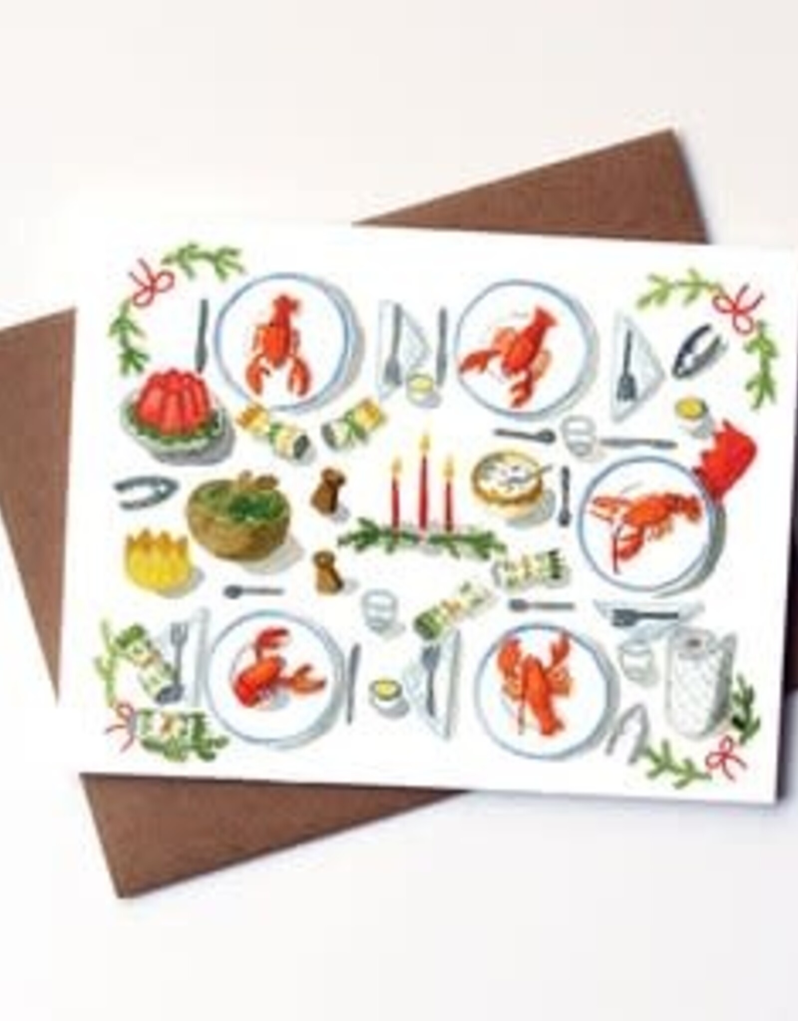 Kat Frick Miller - Holiday Card / Christmas Dinner Lobster, 4.25 x 5.5"