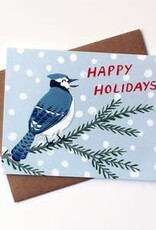 Kat Frick Miller - Holiday Card / Happy Holidays Blue Jay, 4.25 x 5.5"