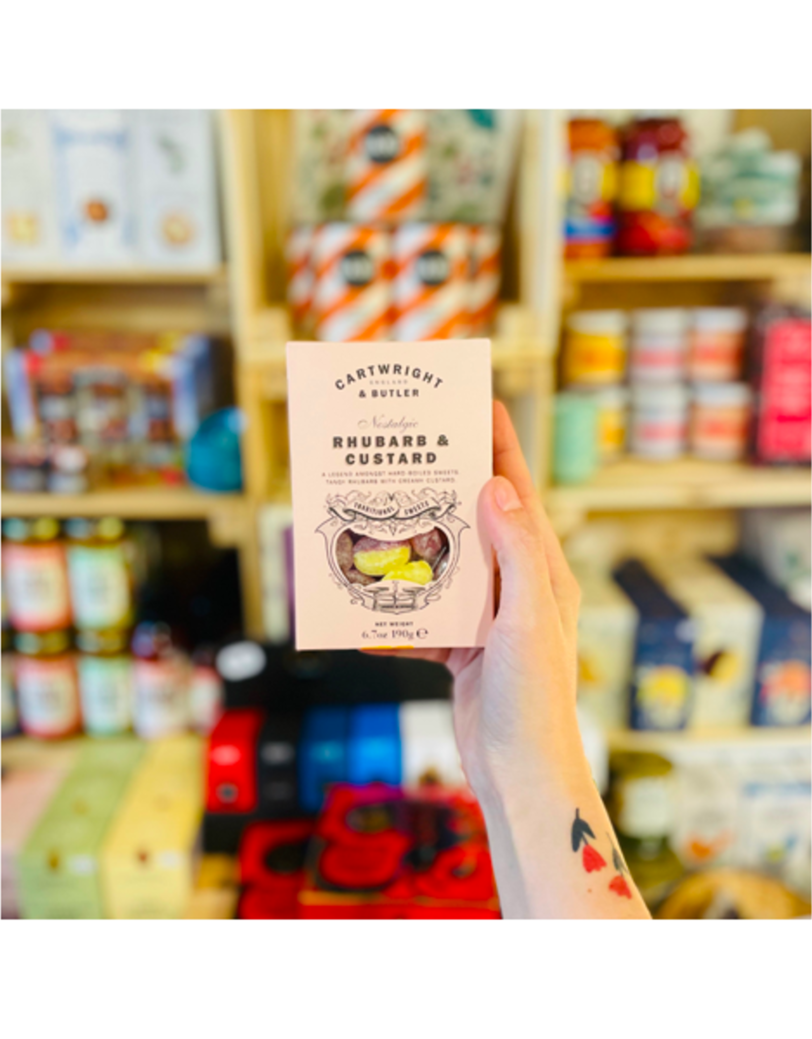 DLE - Cartwright & Butler Hard-Boiled Sweets / Rhubarb & Custard, 190g