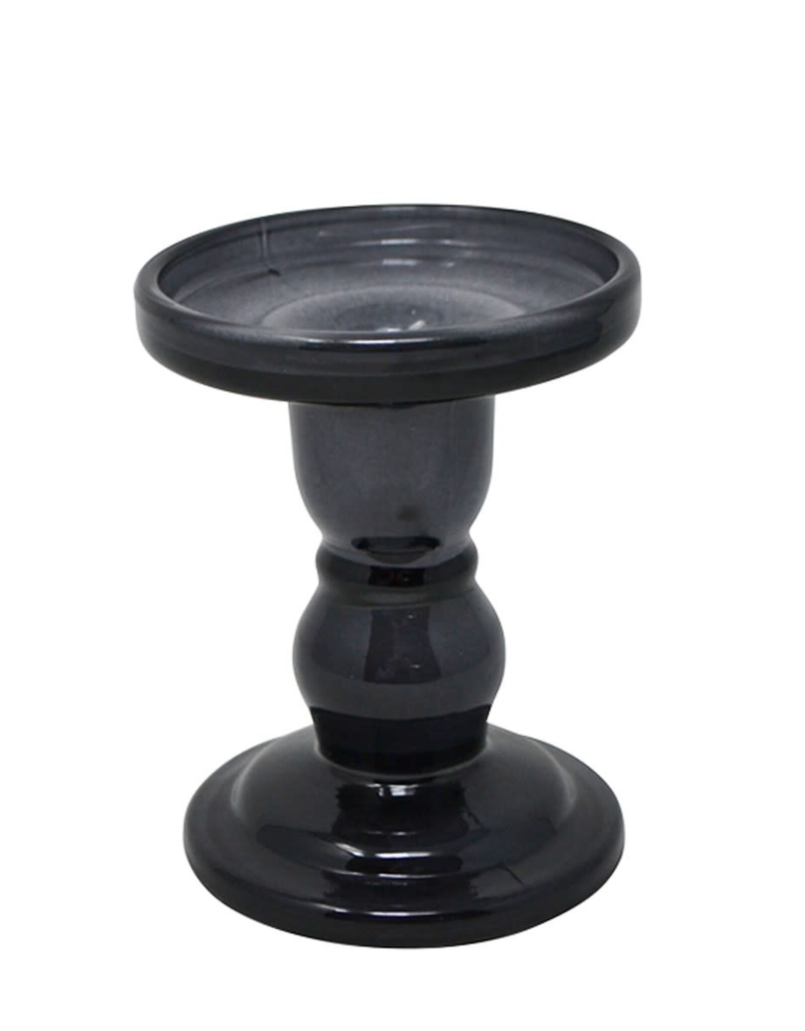 NIA - Candle Holder / Black Glass