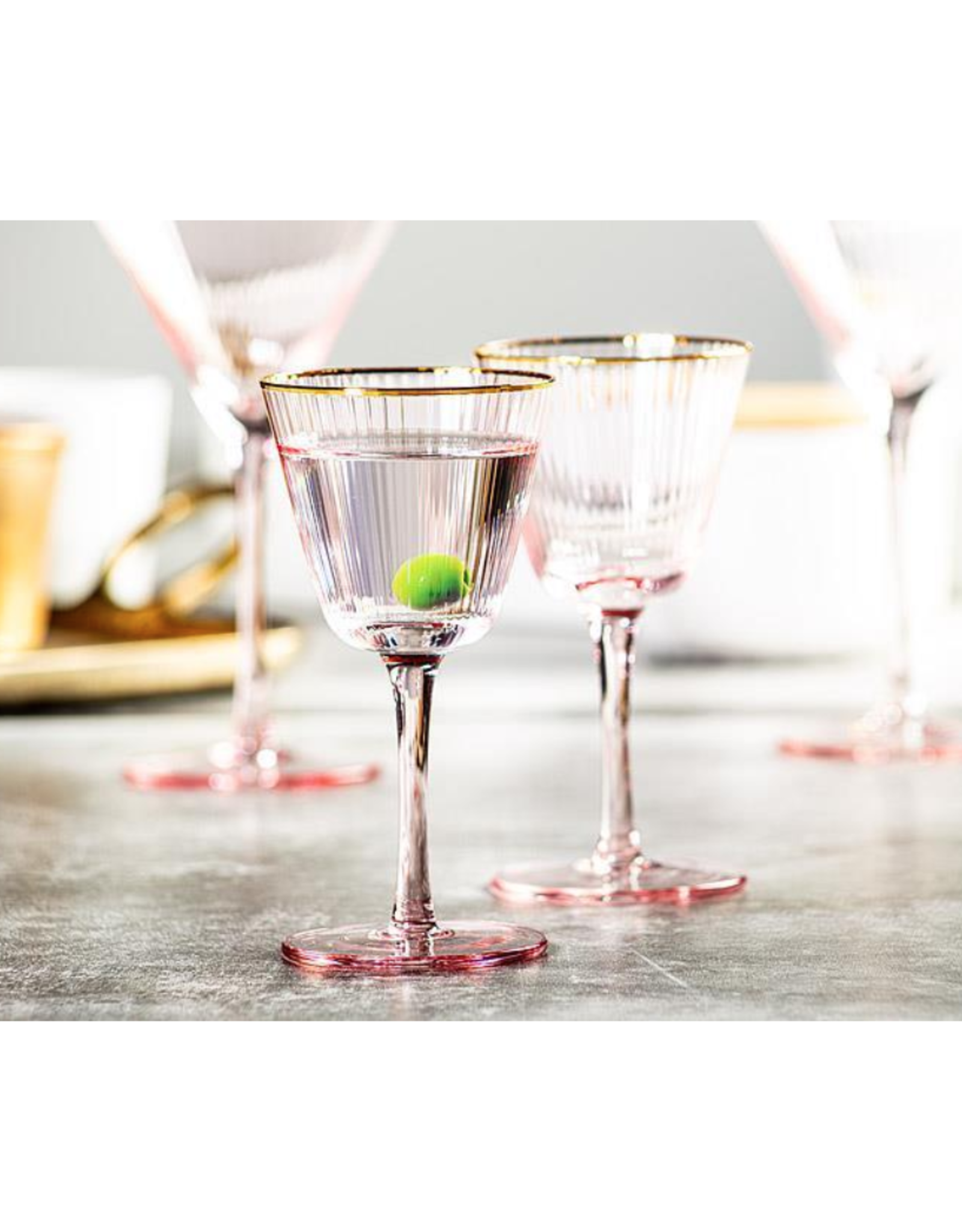 Cocktail Glass - Rose with Gold Rim