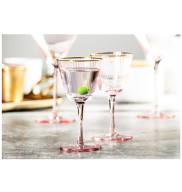 ATT - Cocktail Glass / Rose with Gold Rim, 6oz