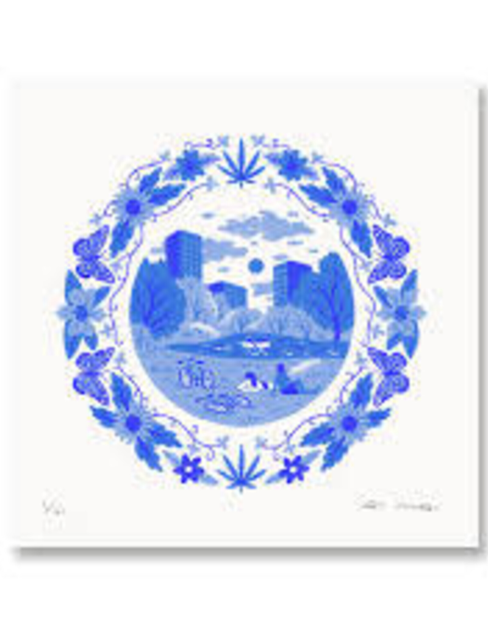 Midnight Oil - Print / Summer in the Park Delftware, 8 x 8"
