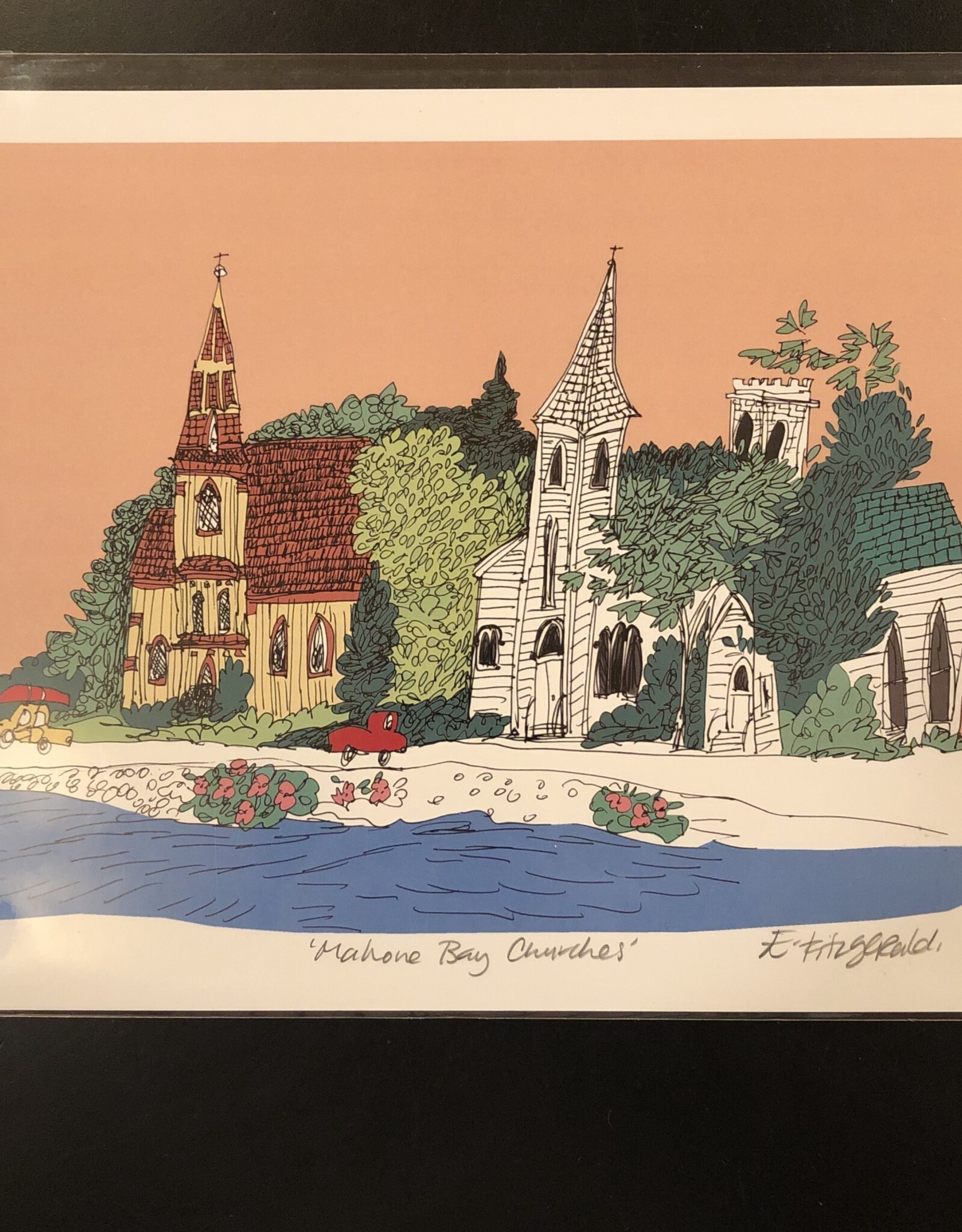 Emma Fitzgerald - Art Print, Mahone Bay Churches, 8.5 x 11"