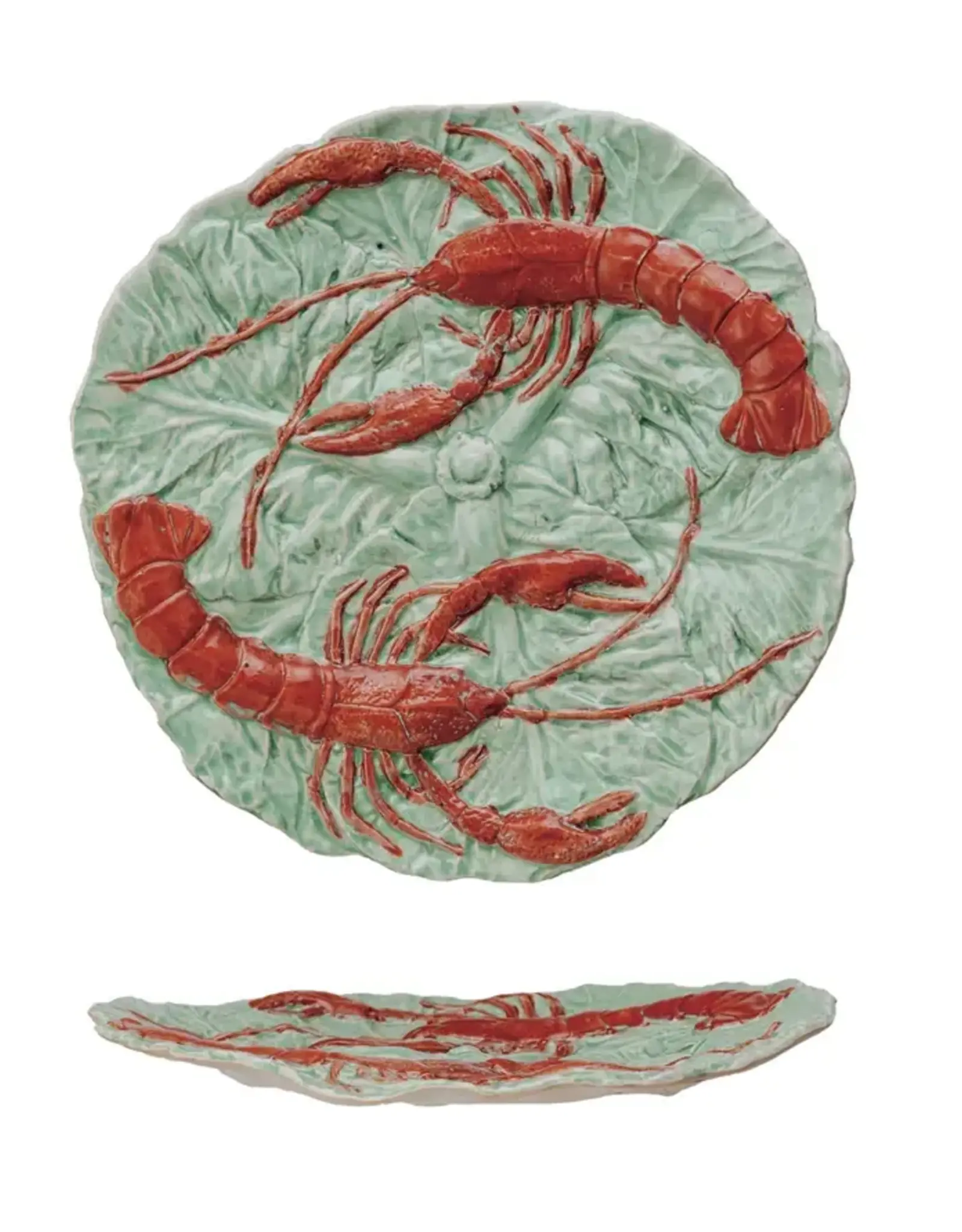 Serving Platter - Embossed Hand Painted Lobster
