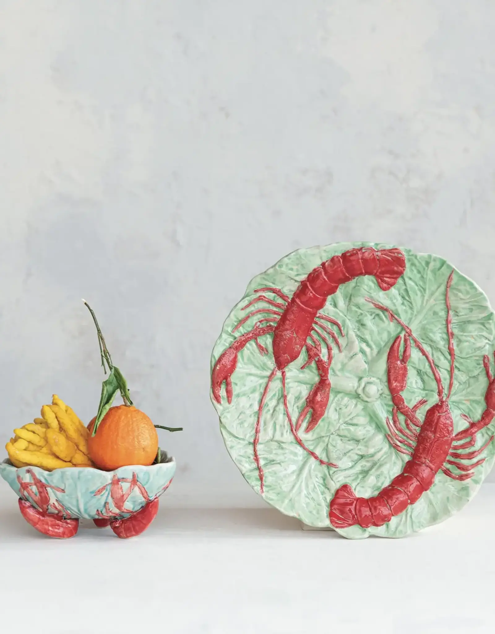Serving Platter - Embossed Hand Painted Lobster